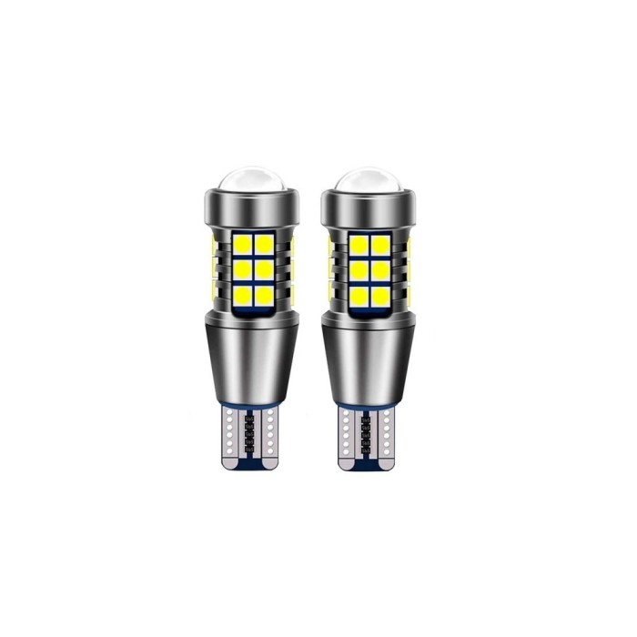 Set 2 leduri t15 w16w cu lupa , 27 smd, canbus , alb 6000k