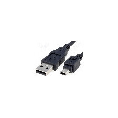Cablu USB A mufa, USB B mini mufa, USB 2.0, lungime 1.5m, negru, Goobay - 93623