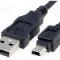 Cablu USB A mufa, USB B mini mufa, USB 2.0, lungime 1.5m, negru, Goobay - 93623