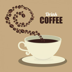 Sticker decorativ bucatarie - Drink coffee - Fundal Bej