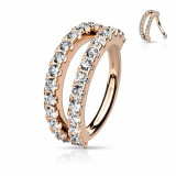 Piercing &icirc;n formă de inel metalic - pavat cu zirconii transparente - Culoare Piercing: Auriu