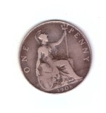 Moneda Marea Britanie 1 penny 1908, stare relativ buna, curata