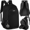 Ghiozdan rucsac scolar 45L, negru, cu breloc , dimensiuni 54x32x24cm
