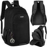 Cumpara ieftin Ghiozdan rucsac scolar 45L, negru, cu breloc , dimensiuni 54x32x24cm