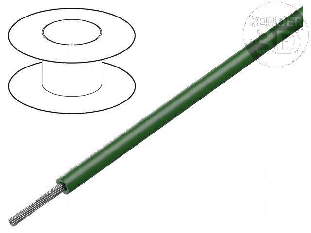 Cablu litat 20AWG TFE verde &icirc;nchis 600V 30m 1x20AWG