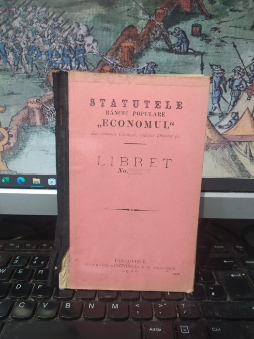 Statutele Băncei Populare Economul din com. C&acirc;ndești, jud. D&acirc;mbovița, T&acirc;rgoviște 1906, 195