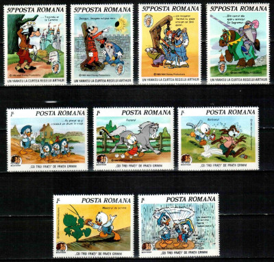 Romania 1985, LP 1145, Walt Disney (I), seria 9 valori, MNH! foto