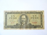 Rara! Cuba 1 Peso 1961,bancnota cu semnatura lui Che Guevara(Presedinte Banca Nationala Cubaneza) la cel mai mic pret,vedeti fotografiile.