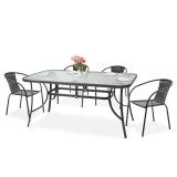 Set mobilier de grădină Lerkules 4+1 cu cadru metalic, negru