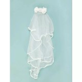 Cumpara ieftin Voal Mireasa cu flori decorative, Alb - 22616