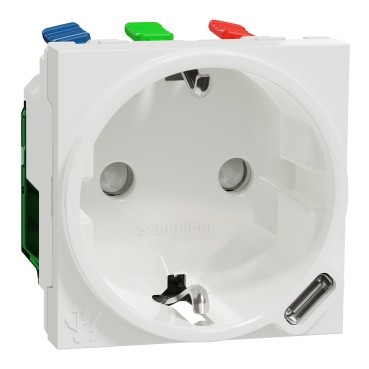 Priza schuko 2M + USB tip C Schneider Noua Unica alb NU301718 foto