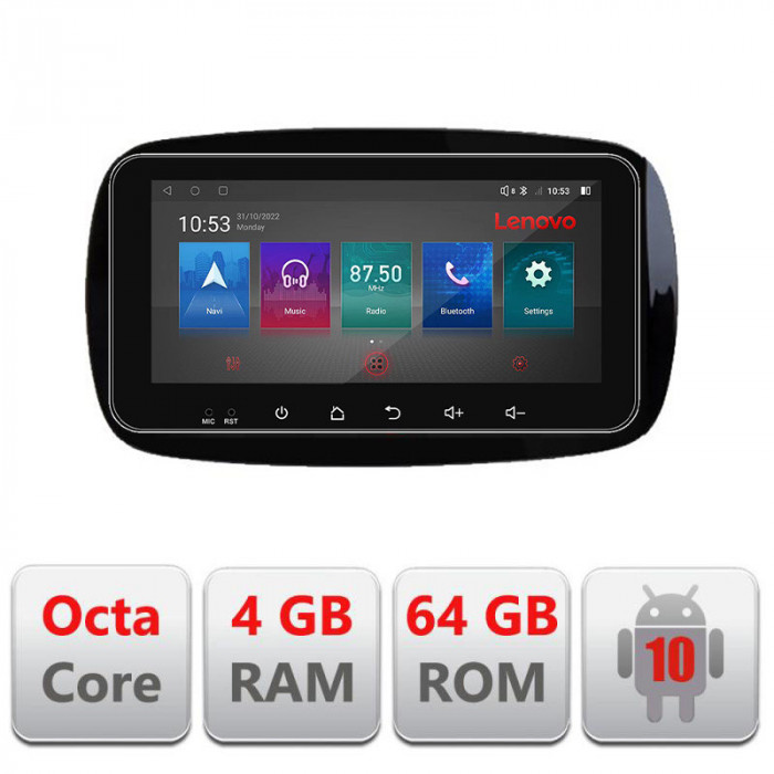 Navigatie dedicata Smart For Two 2015- I-Smart15 4+64 Lenovo ecran 10.33&quot; Android Waze USB Navigatie Internet Youtube Radio CarStore Technology