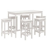 Set bar de gradina, 7 piese, alb, lemn masiv de pin