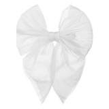 Clamă de păr cu fundă din organza și lurex, pentru copii, 11,5 cm, albă, CMCLASS