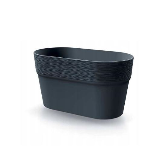 Ghiveci decorativ de flori, oval, antracit, 27.7x14.7x14.8 cm, Furu GartenVIP DiyLine