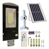 Cumpara ieftin Lampa solara stradala 300W, 299 LED-uri, panou solar separat, telecomanda, stalp de montaj, iluminare exterior pentru curte, gradina, alei si parcari