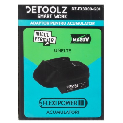 Adaptor Detoolz utilizare acumulator FlexiPower - echipamente Micul Fermier (compatibil Makita LXT) FarmGarden AgroTrade foto