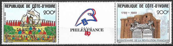 B0755 - Coasta de Fildes 1989 - Filexfrance 2v.+vigneta neuzat ,perfecta stare