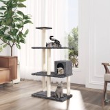 VidaXL Ansamblu pisici cu st&acirc;lpi din funie sisal, gri &icirc;nchis, 119 cm
