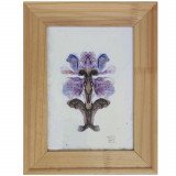 E77. Tablou print pe hartie, Abstract violet, cu rama lemn si sticla, 20 x 30cm, Acuarela