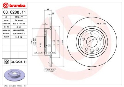 BREMBO 08.C208.11 PRIME LINE - UV Coated Disc frana foto