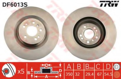 Disc frana MERCEDES R-CLASS (W251, V251) (2006 - 2016) TRW DF6013S foto