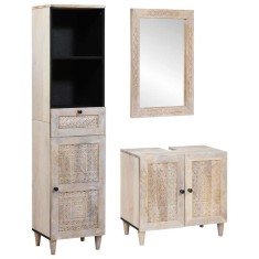 vidaXL Set de mobilier pentru baie cu ușă 3 pcs Alb 38 x 33 x 160 cm