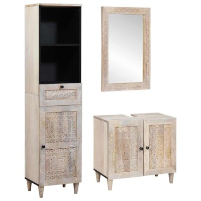 vidaXL Set de mobilier pentru baie cu ușă 3 pcs Alb 38 x 33 x 160 cm 3310073 foto