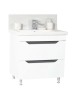 Baza si lavoar ceramic GN7561, mobilier baie stativ 80 cm, circular, front MDF, 2 sertare, picioare cromate reglabile, alb/antracit