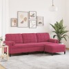 VidaXL Canapea cu 3 locuri și taburet, roșu vin, 210 cm, catifea 3278281