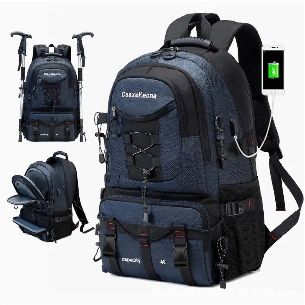 Rucsac multifunctional de alpinism, drumetie, sport, capacitate 36-55 l, impermeabil, panza oxford, albastru