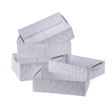 Cumpara ieftin Set 5 cosuri depozitare albe 30 x 20 x 8 cm, 32,5 x 22,5 x 9 cm, 35 x 25 x 10 cm, 38 x 28 x 11 cm, 40 x 30 x 12 cm