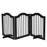 Barieră Pliabilă pentru C&acirc;ini PawHut din Lemn, 3 Secțiuni, 154.5x29.5x61 cm, Negru