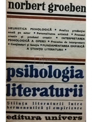 Norbert Groeben - Psihologia literaturii (editia 1978) foto