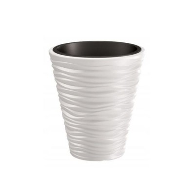Ghiveci decorativ de flori, rotund, alb, 18/37 L, 38.8x43.6 cm, Sand foto