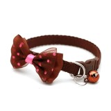 Zgarda ajustabila cu fundita pentru caini si pisici, 22-33cm/10mm, Maro, Ropet