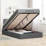 Gossi pat otoman cu saltea si led-uri, gri inchis, 120x200 cm, textil