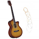 Chitara clasica din lemn IdeallStore&reg;, Orange Raven, 95 cm, model Cutaway, portocalie, corzi incluse