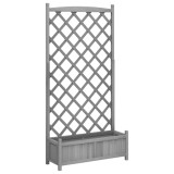 Cumpara ieftin Jardiniera cu spalier, gri, 90x35x180 cm, lemn masiv de brad