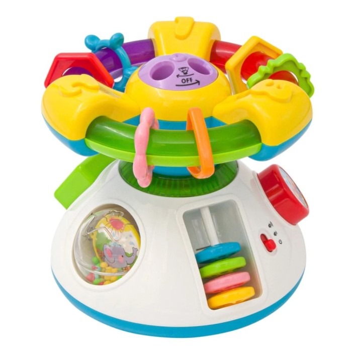 Jucarie Interactiva 2 in 1 cu Proiectie si Muzica, pentru Bebelusi 12+ luni, Lumini, Sunete si Rotite Colorate