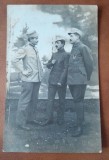 Fotografie tip carte postala necirculata, 3 militari, perioada interbelica