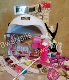 Kit Unghii False Gel UV cu Lampa LED Roz, Tipsuri, Cadou! Set Manichiura Profesionala. 3 Geluri UV, Primer, Top Coat, Decoratiuni Unghii