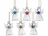 Set 6 ornamente brad Craciun Ingeri sticla multicolora cm 2,5 x 3 x 4,5 H