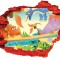 Sticker decorativ, Lumea Dinozaurilor, Portocaliu, 86 cm, 8477ST-2