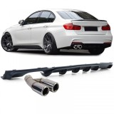 Difuzor spate mat + teava de esapament dubla cromata, potrivit pentru BMW F30 F31 316 318 320 Performance AutoTuning