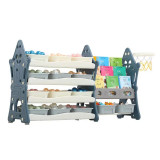 Organizator pentru jucarii si carti, cu cos baschet, ABS, albastru 124x36x72cm