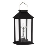 Felinar Solar, LED, Cruce Interioară, Aprindere Automată, Re&icirc;ncărcabil, Negru, 14x14x28cm, Oem