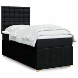 Gossi pat box spring cu saltea, negru, 80x200 cm, textil