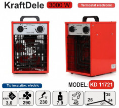 Aeroterma electrica cu TERMOSTAT -3,5kW KraftDele KD11721 foto