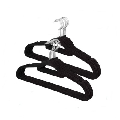 Set 20 umerase pentru haine DEPOX&amp;reg;, Catifea, Antiderapant, Negru foto